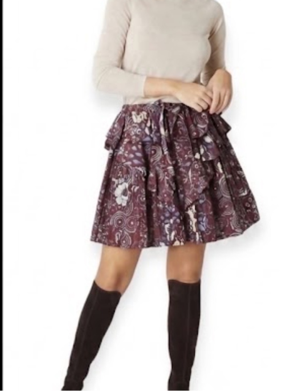 Ulla Johnson 100% Cotton Sigrid Tiered Mini Skirt in Brown Teak Size 6 NWOT